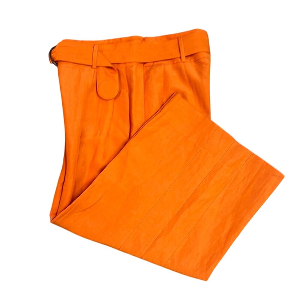 Akris Punto Orange Wide Leg Linen Pants